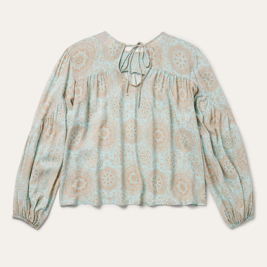 Mandala Print Peasant Blouse