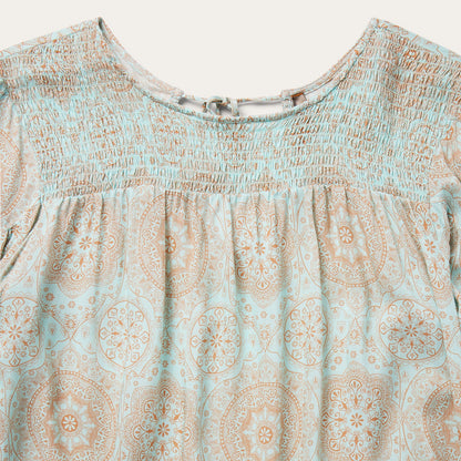 Mandala Print Peasant Blouse