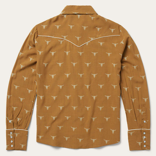 Mojave Longhorn Print Snap Western Shirt