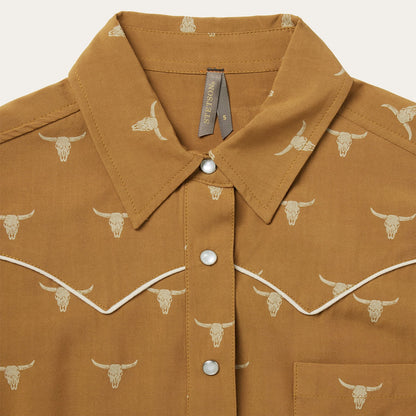 Mojave Longhorn Print Snap Western Shirt