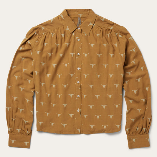 Mojave Longhorn Print Poet Blouse