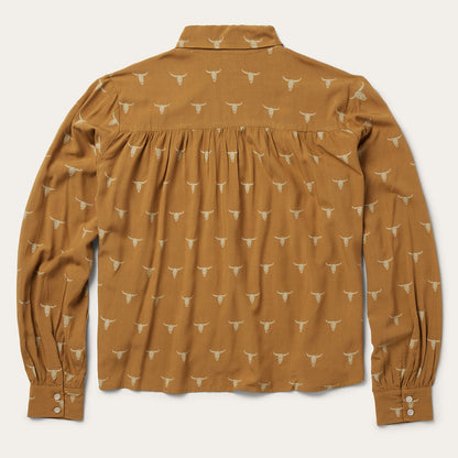 Mojave Longhorn Print Poet Blouse