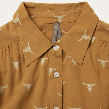 Mojave Longhorn Print Poet Blouse