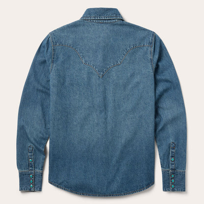 Turquoise Snap Western Denim Shirt