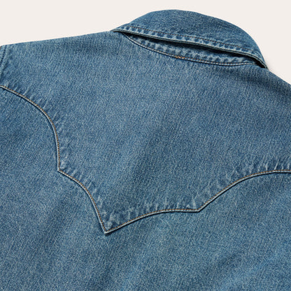 Turquoise Snap Western Denim Shirt