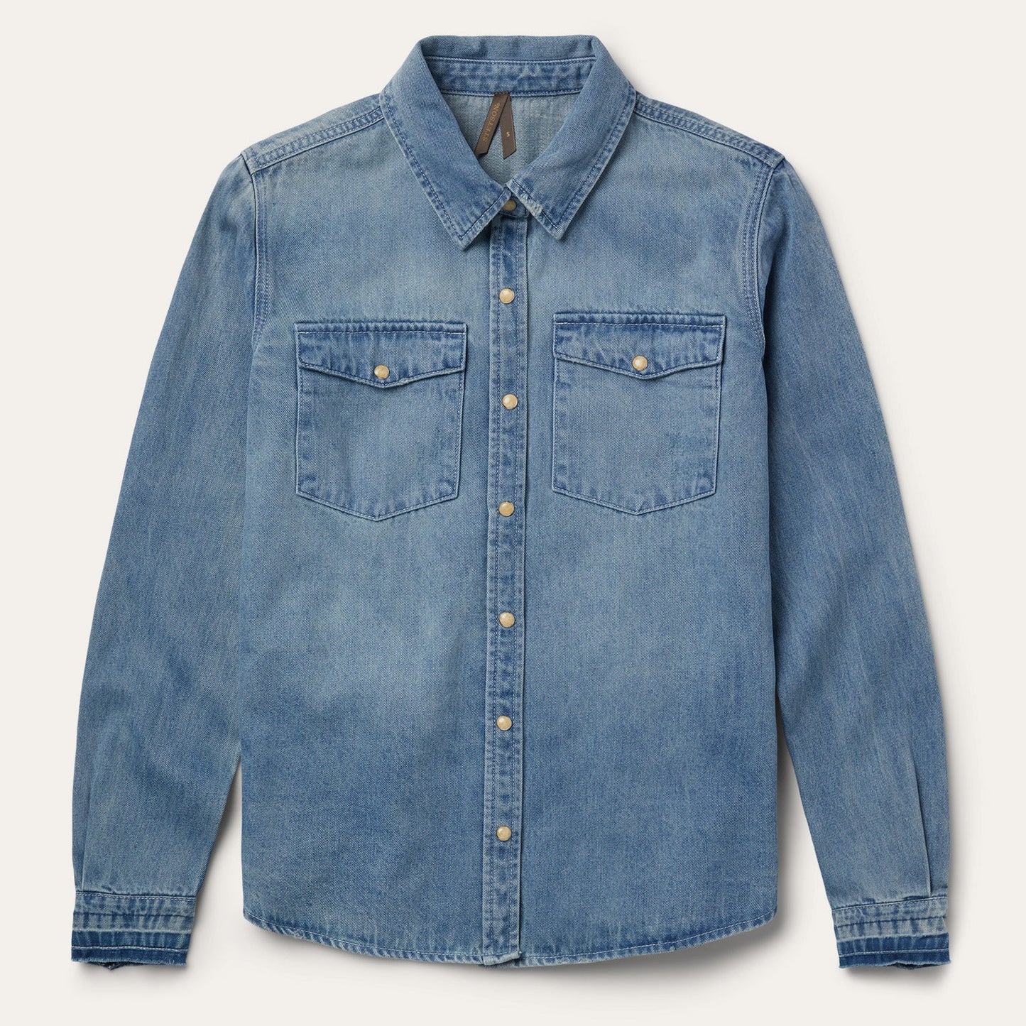 Loose Fit Denim Snap-Front Shirt
