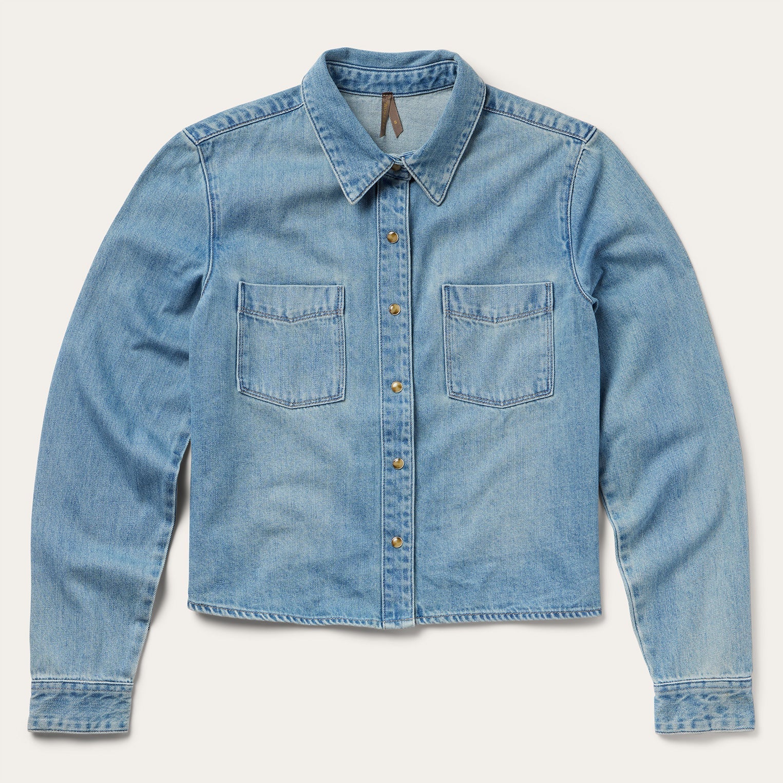 Embroidered Denim Cropped Shirt