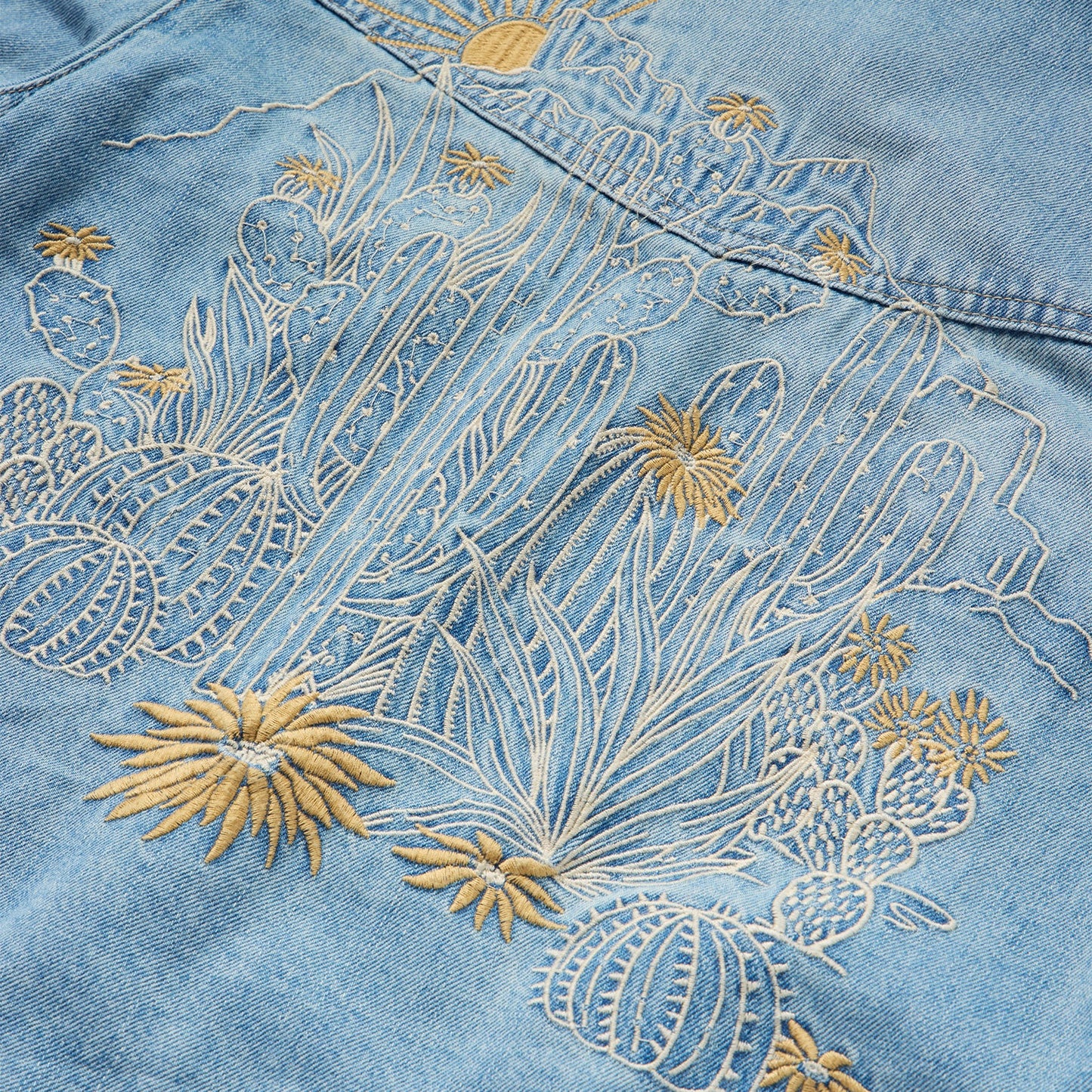 Embroidered Denim Cropped Shirt
