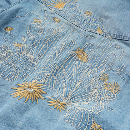 Embroidered Denim Cropped Shirt