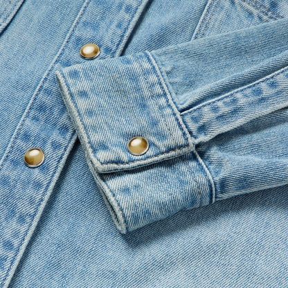 Embroidered Denim Cropped Shirt