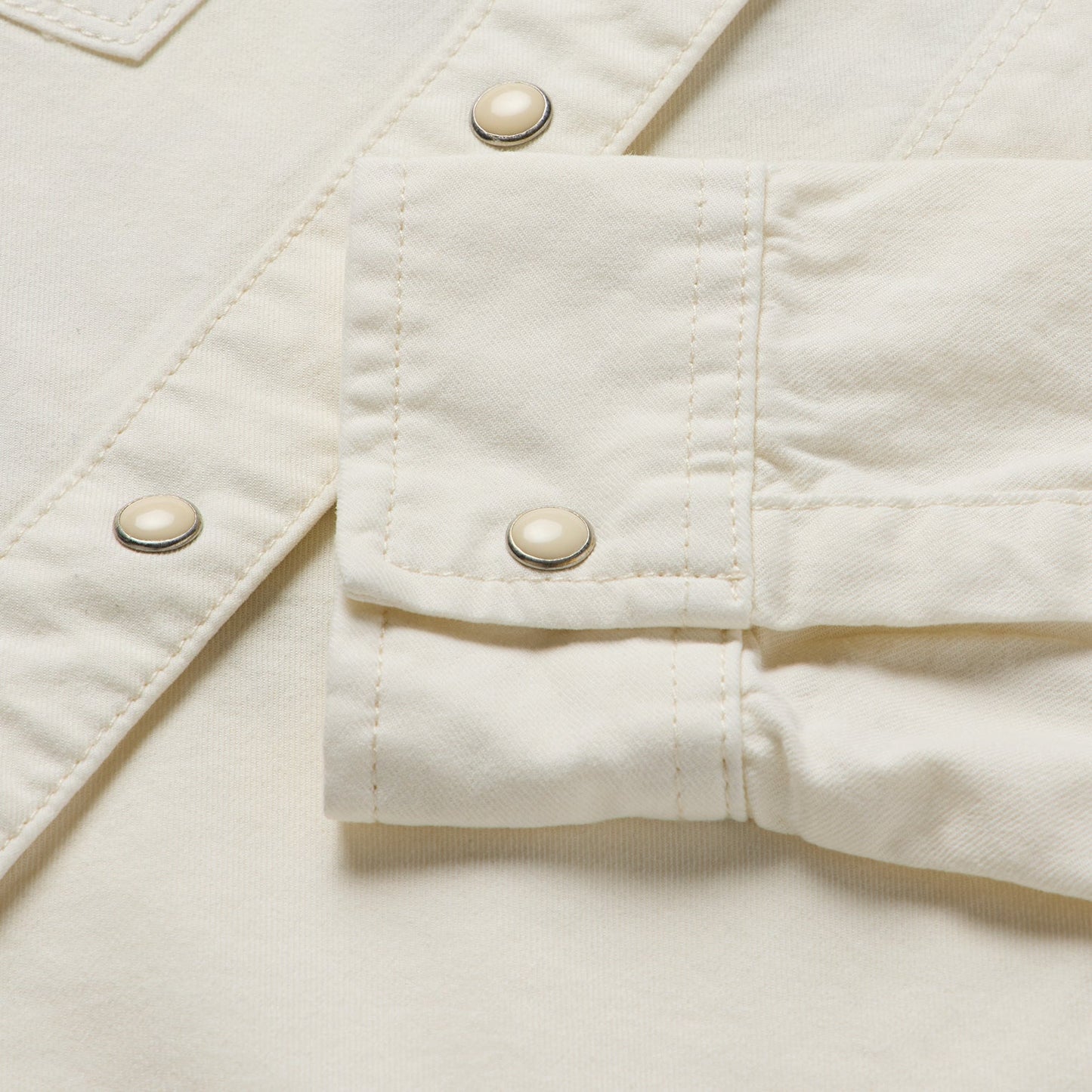 Embroidered Cream Denim Cropped Shirt