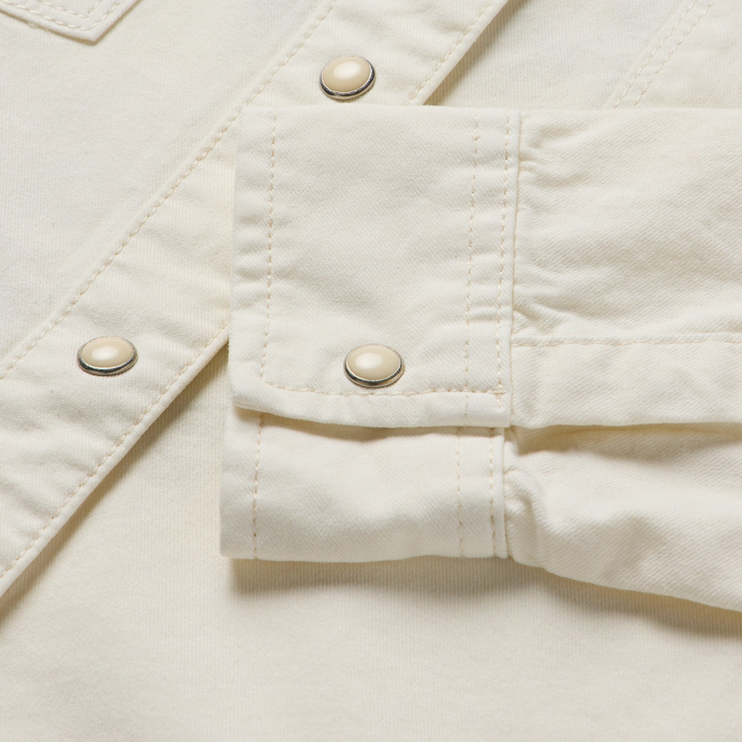 Embroidered Cream Denim Cropped Shirt