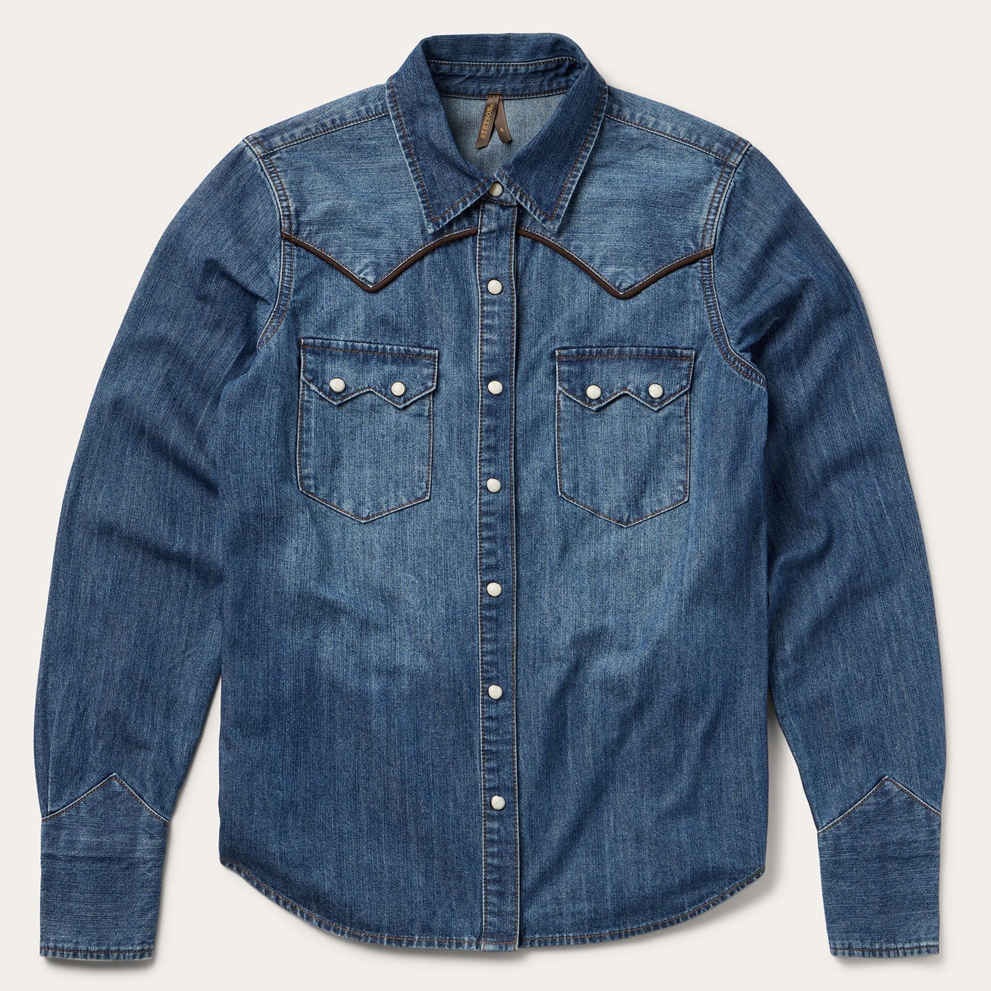 Piped Dark Denim Western Shirt