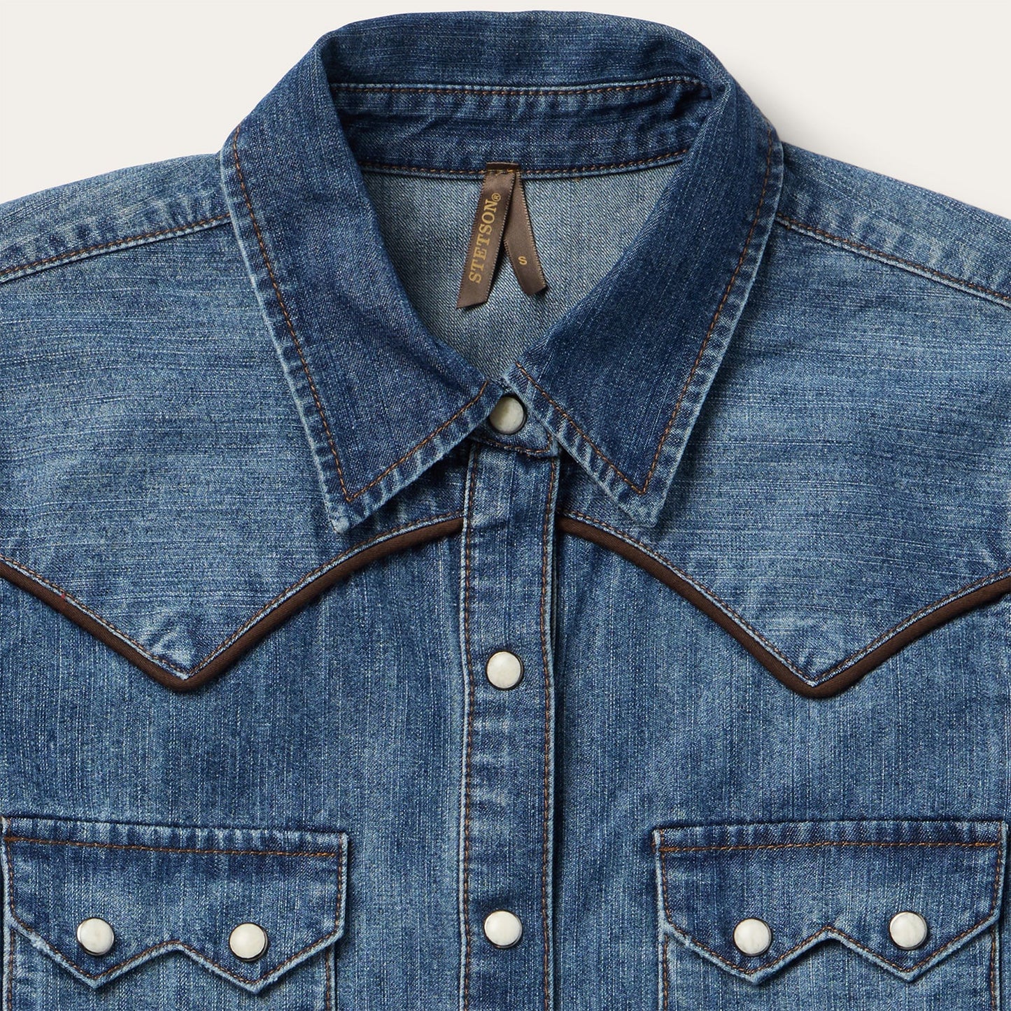 Piped Dark Denim Western Shirt