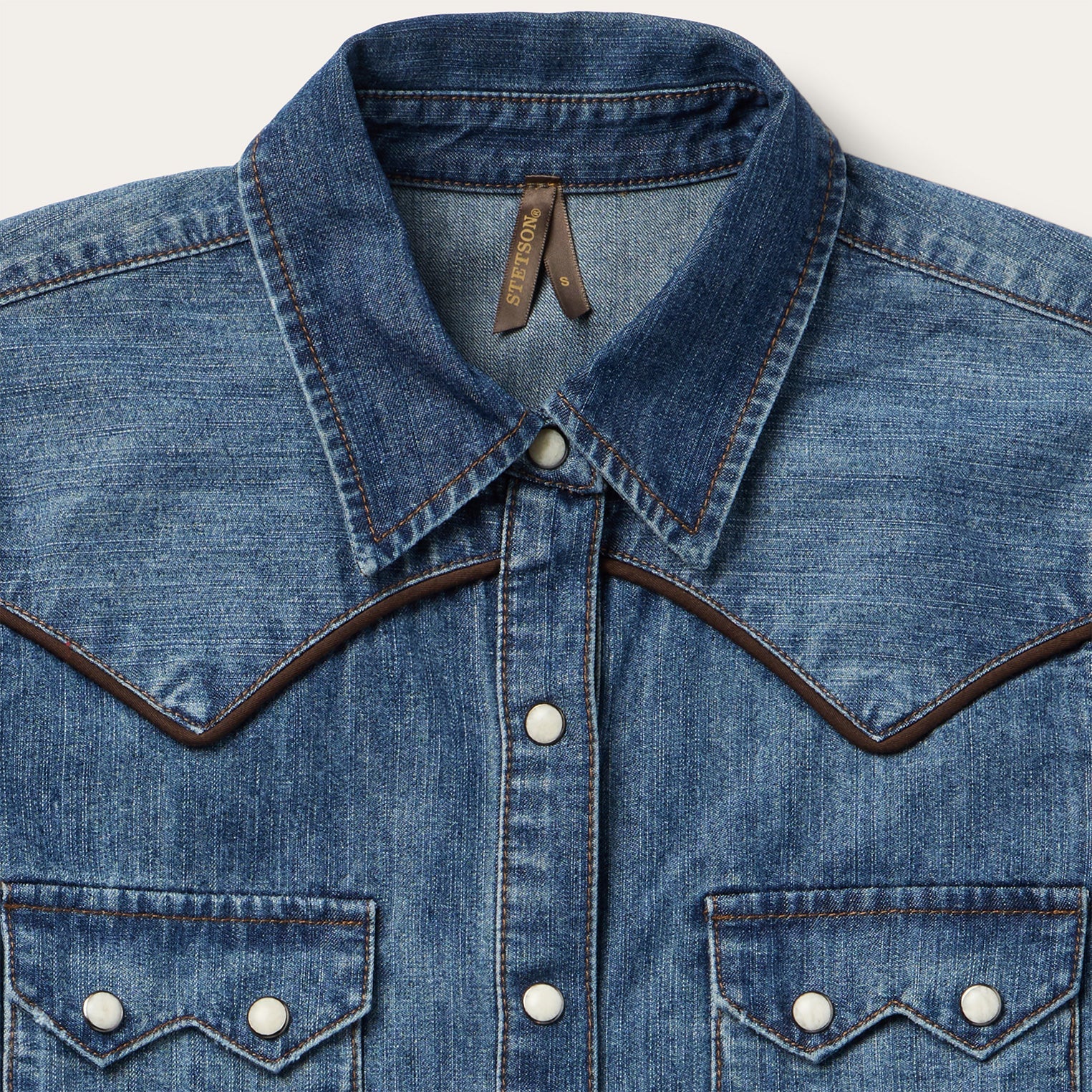 Piped Dark Denim Western Shirt