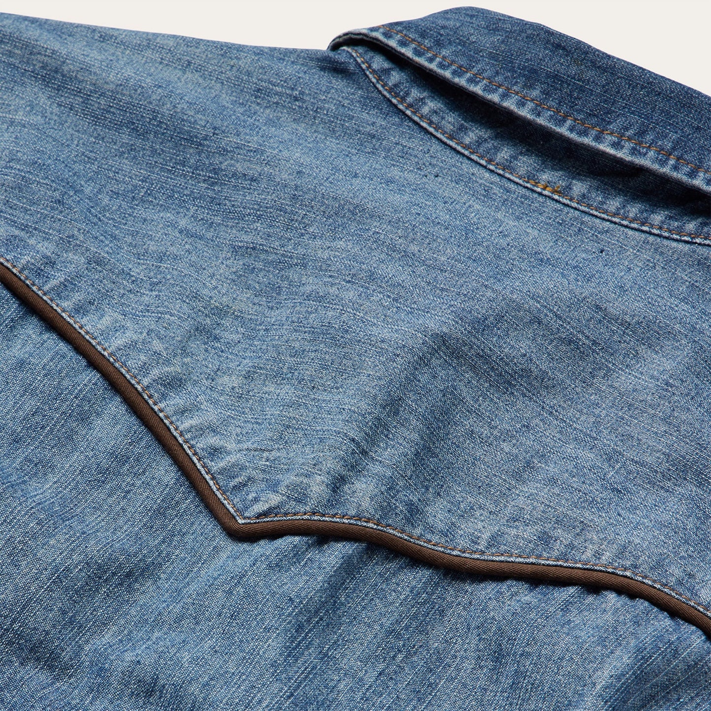 Piped Dark Denim Western Shirt