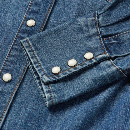 Piped Dark Denim Western Shirt