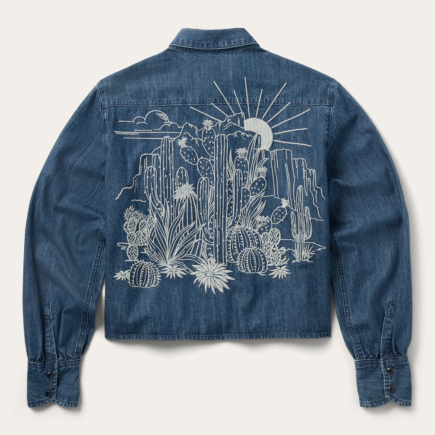 Embroidered Denim Crop Top