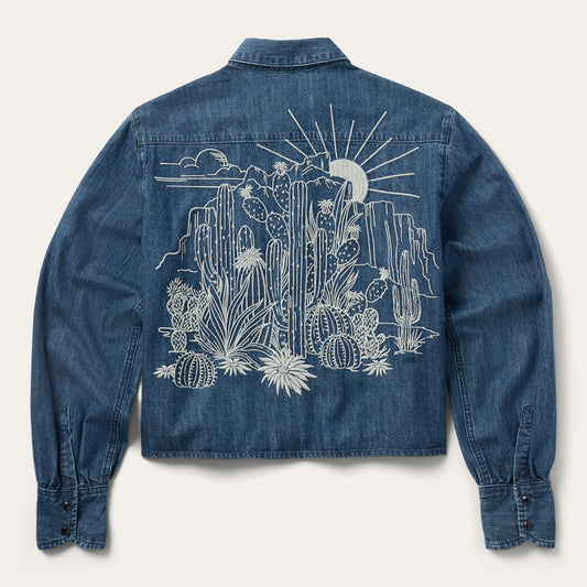 Embroidered Denim Crop Top
