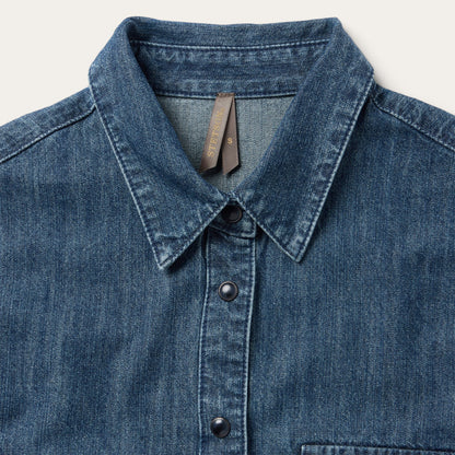 Embroidered Denim Crop Top