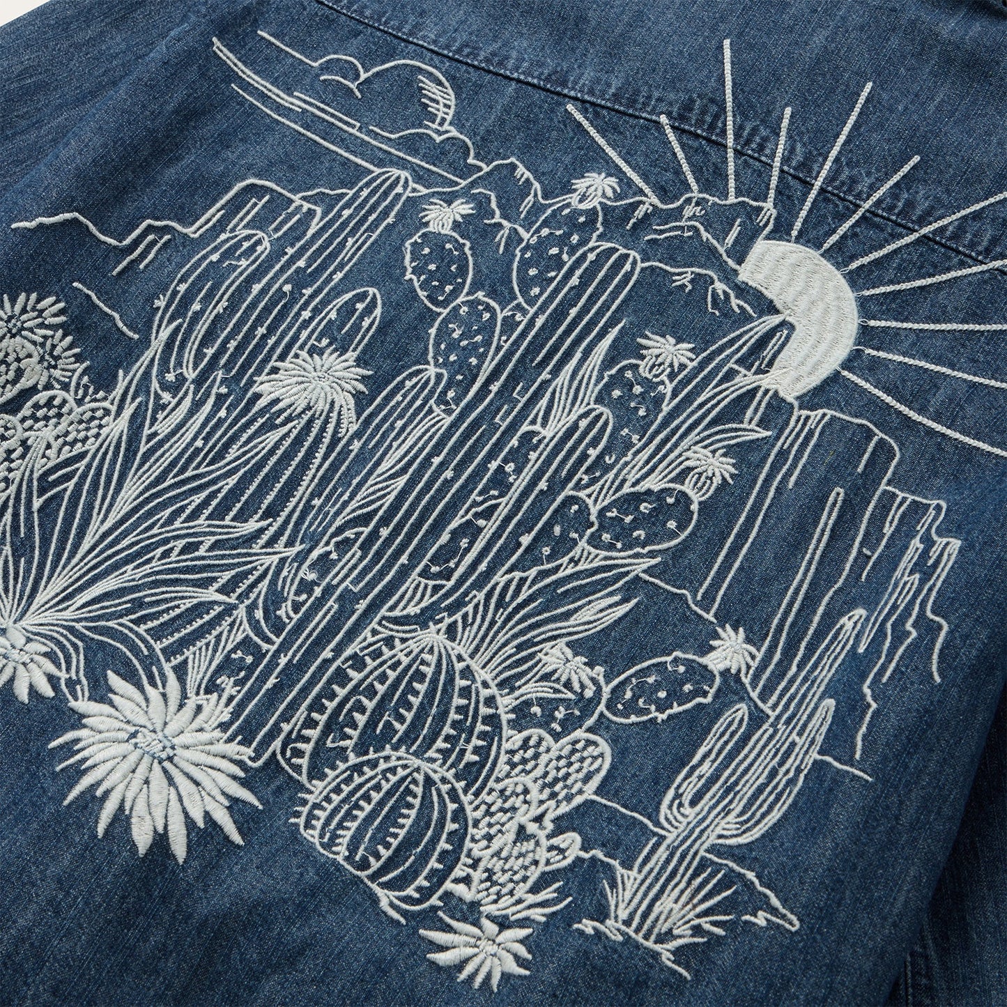 Embroidered Denim Crop Top