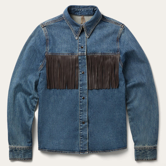 Leather Fringe Denim Shirt
