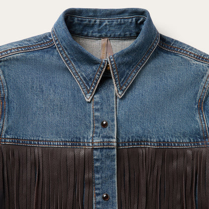 Leather Fringe Denim Shirt
