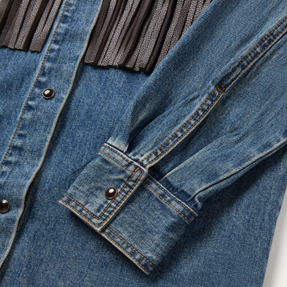 Leather Fringe Denim Shirt