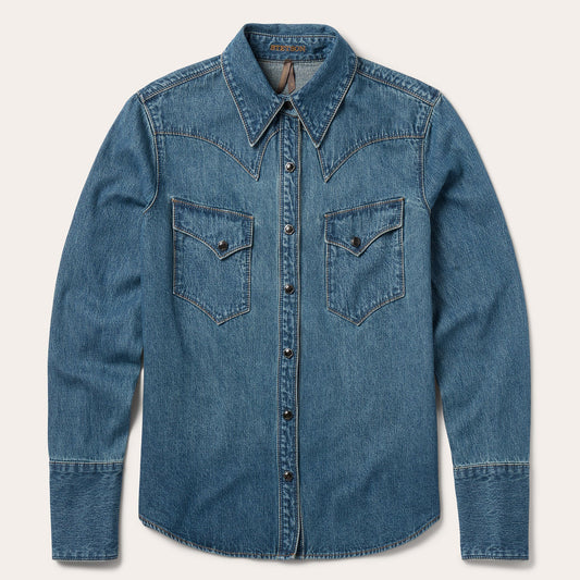 Chocolate Snap Western Denim Shirt