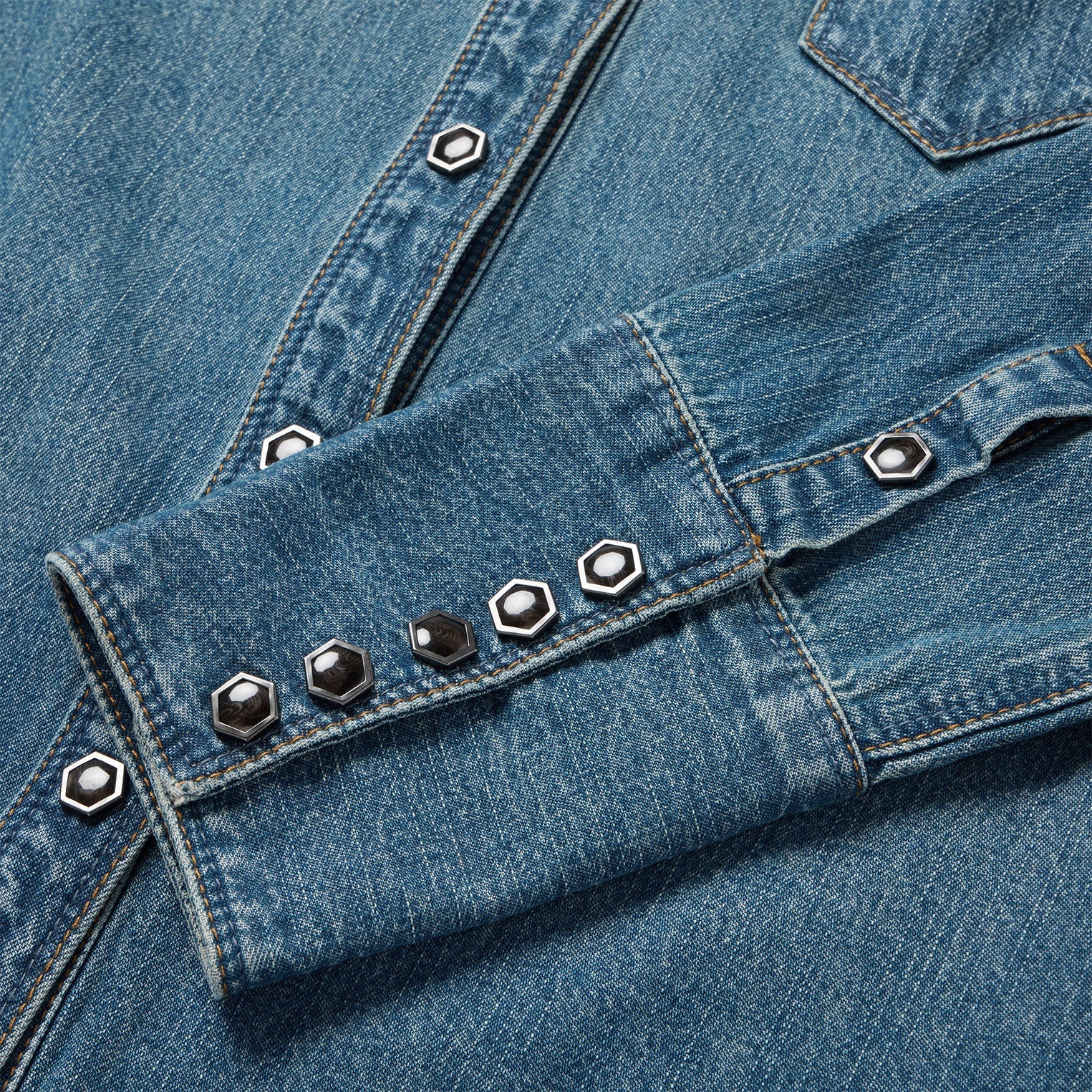 Chocolate Snap Western Denim Shirt