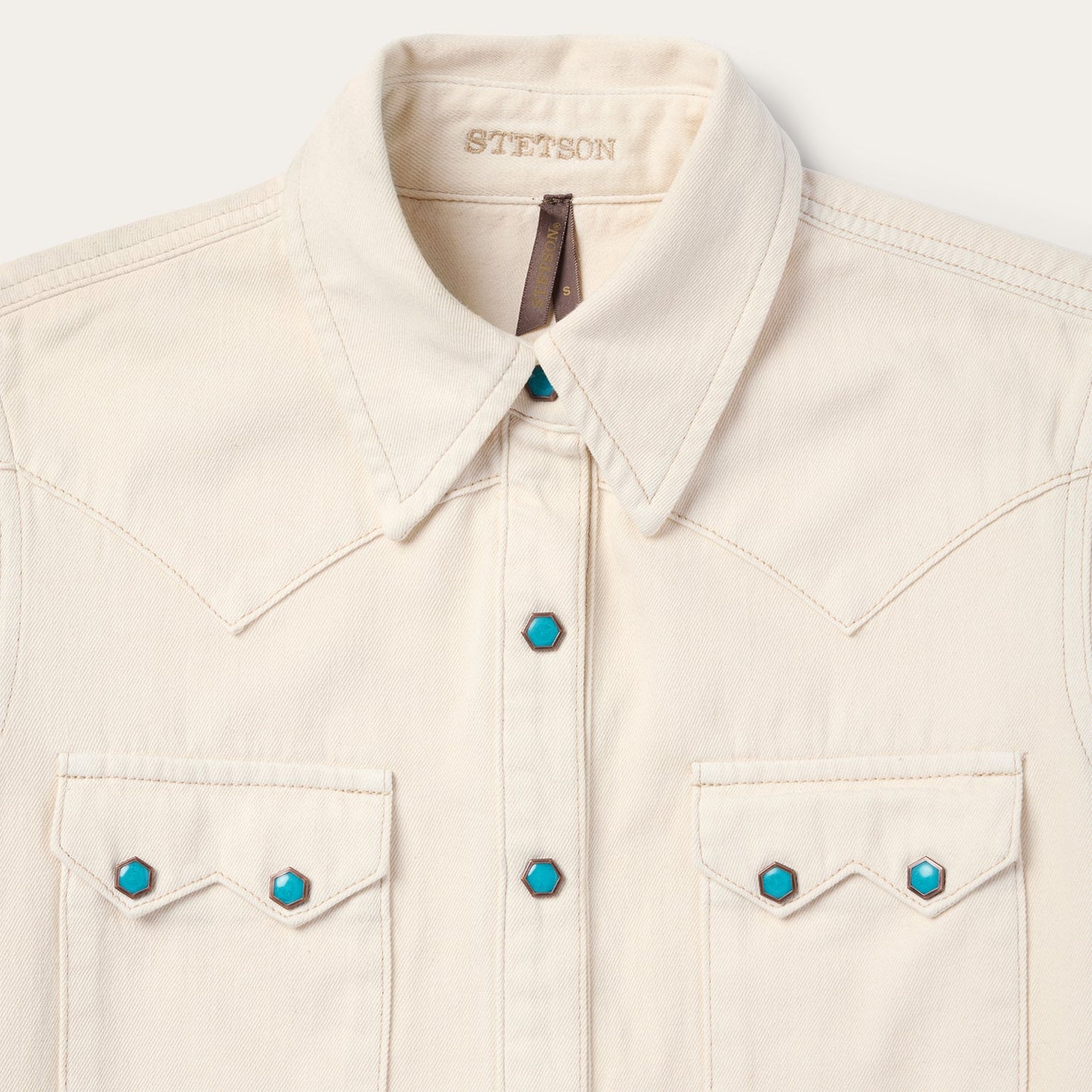 Turquoise Snap Western Denim Shirt
