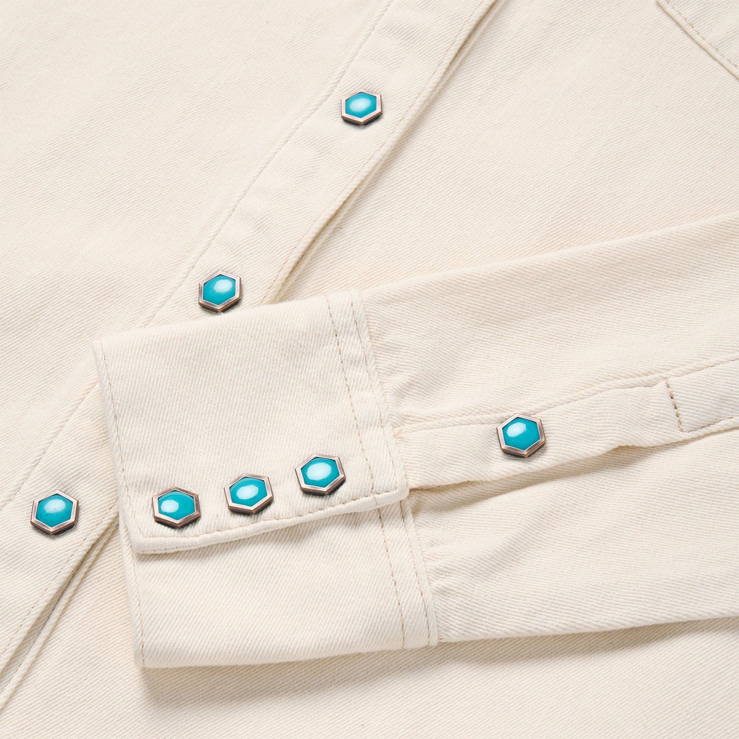 Turquoise Snap Western Denim Shirt