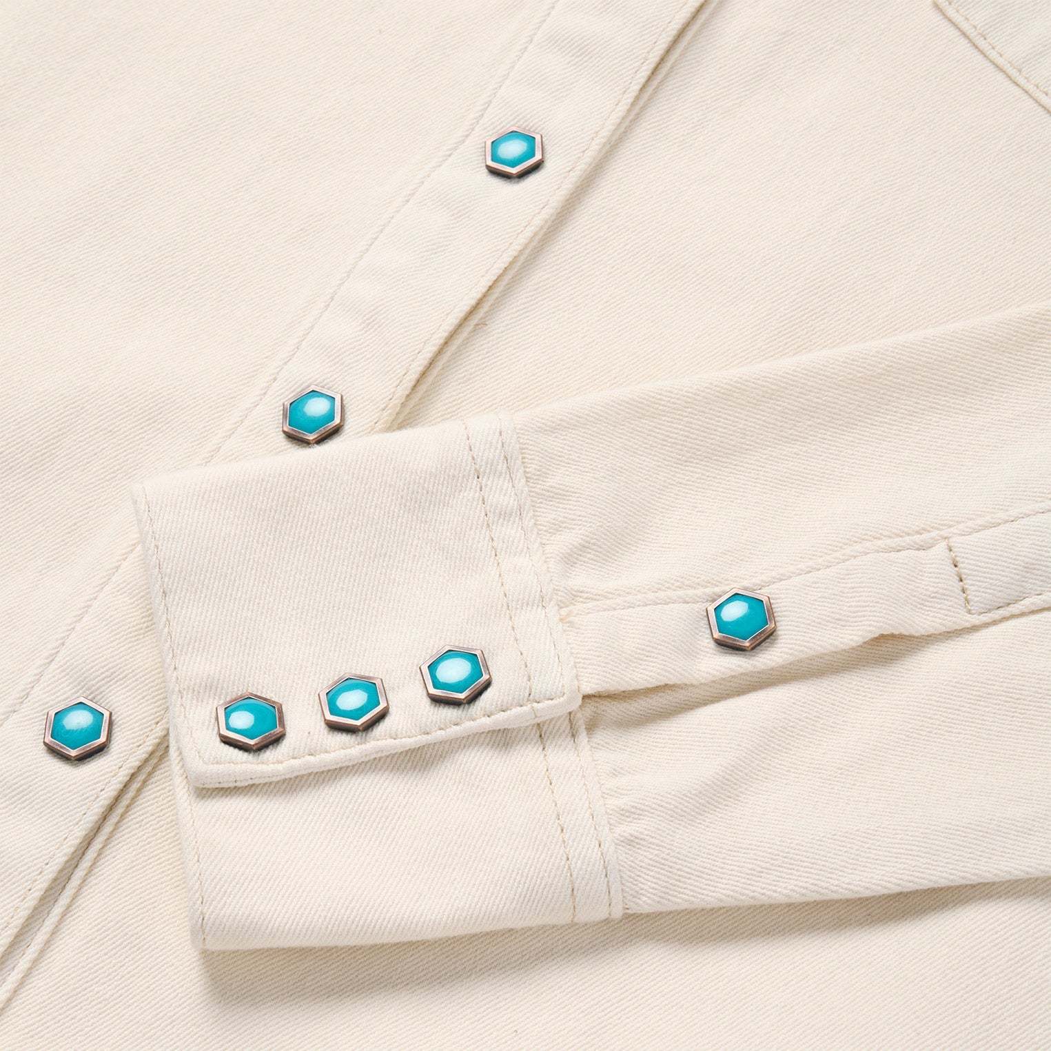 Turquoise Snap Western Denim Shirt