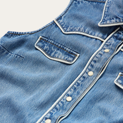 Sleeveless Denim Western Shirt