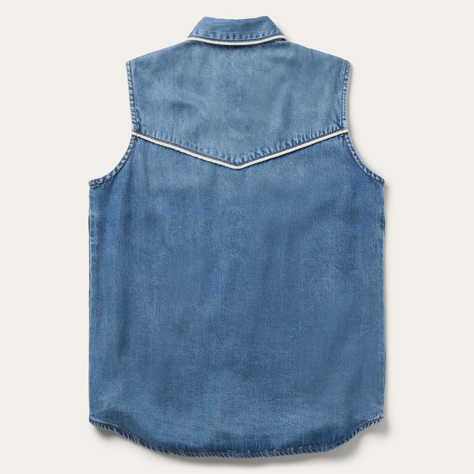 Piped Denim Sleeveless Shirt