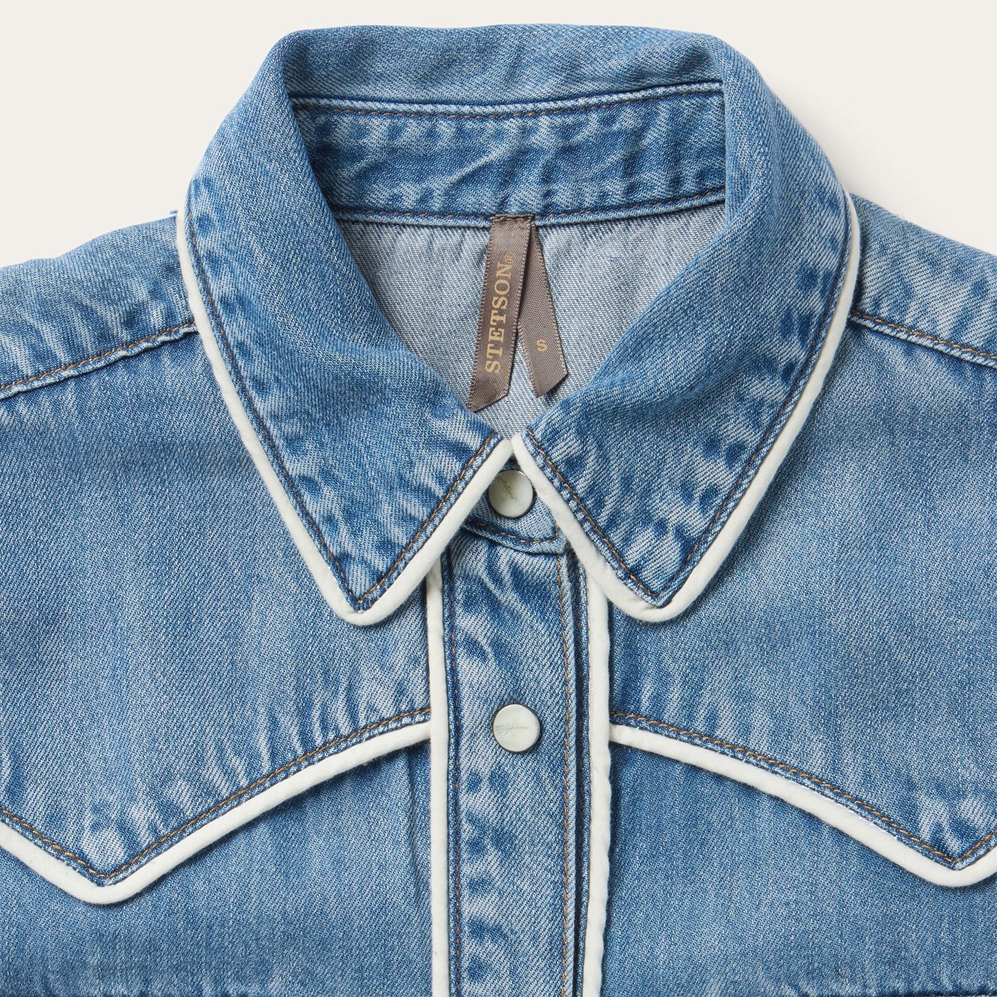Piped Denim Sleeveless Shirt