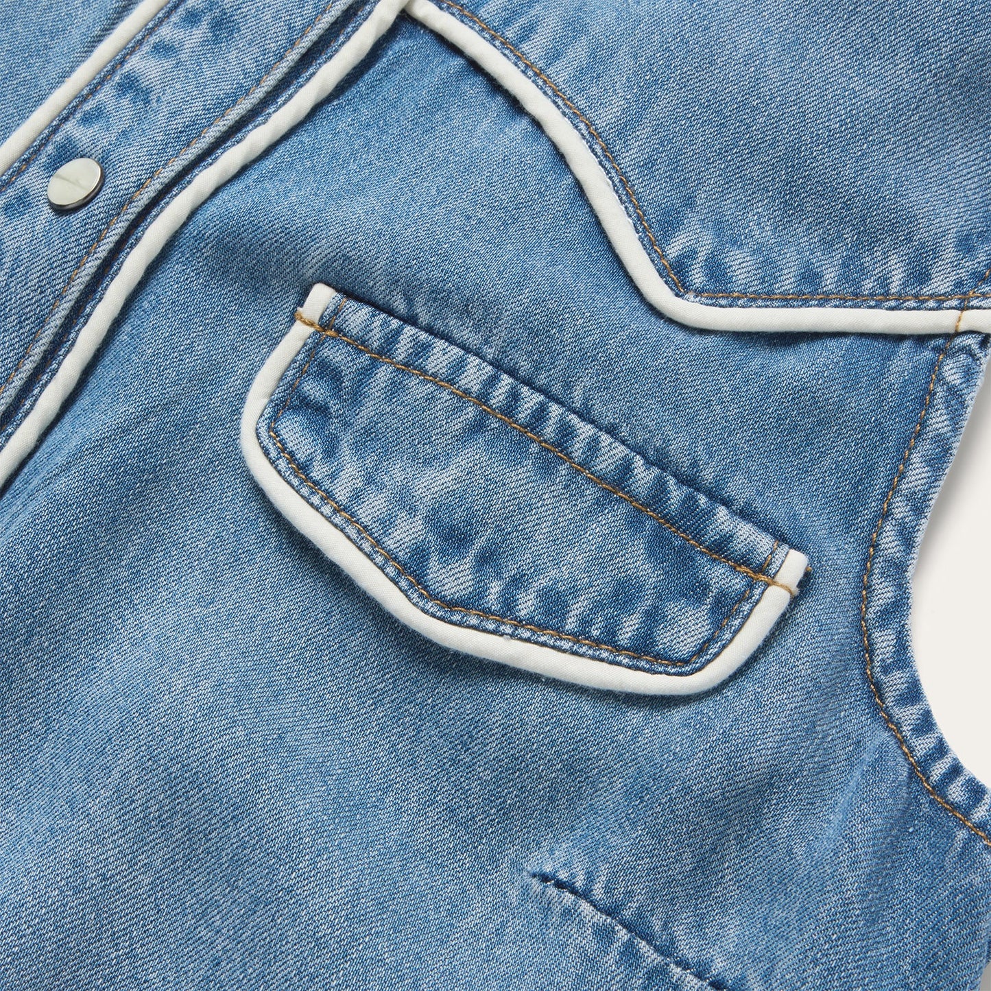 Piped Denim Sleeveless Shirt