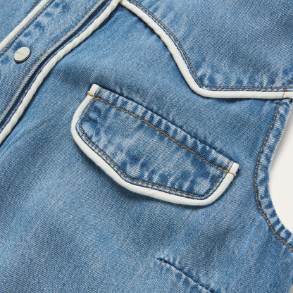 Piped Denim Sleeveless Shirt