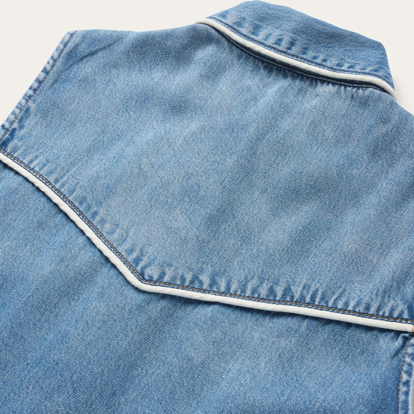 Piped Denim Sleeveless Shirt