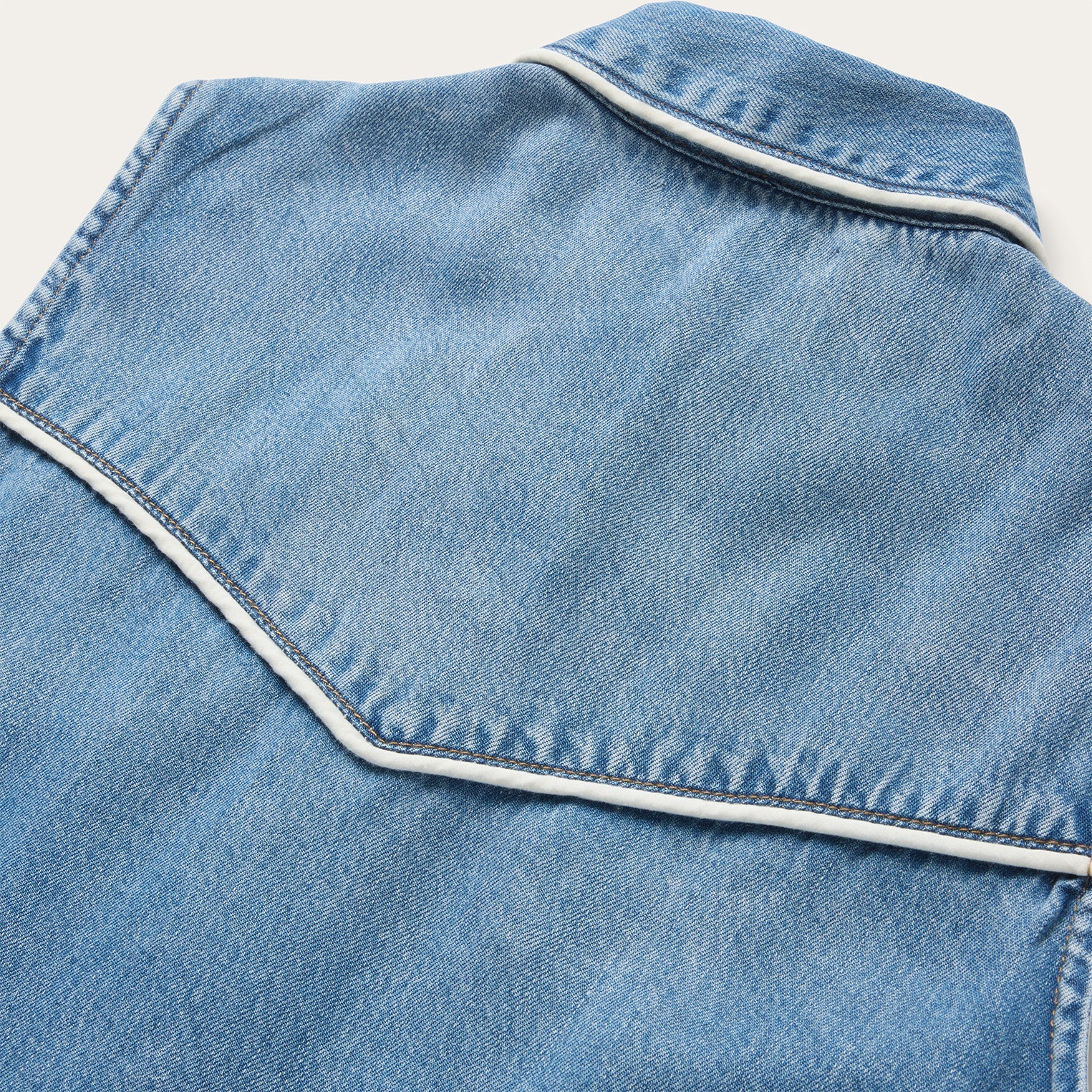 Piped Denim Sleeveless Shirt