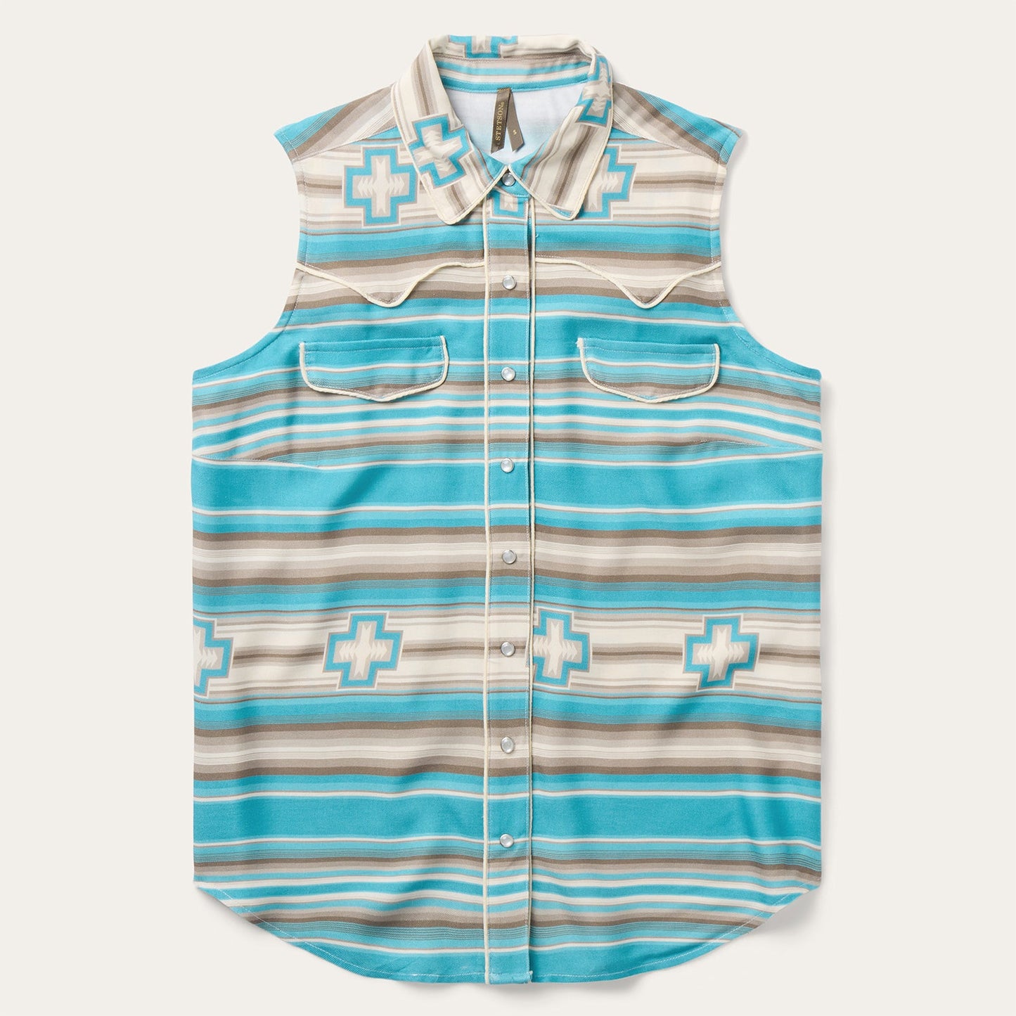 Turquoise Serape Print Sleeveless Shirt