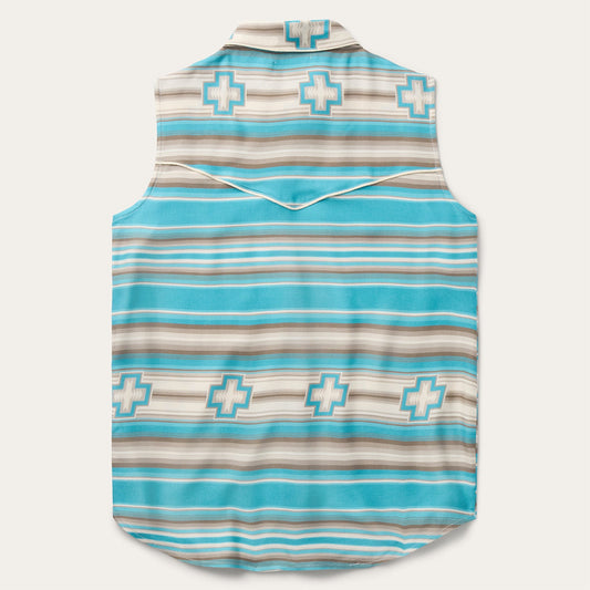 Turquoise Serape Print Sleeveless Shirt