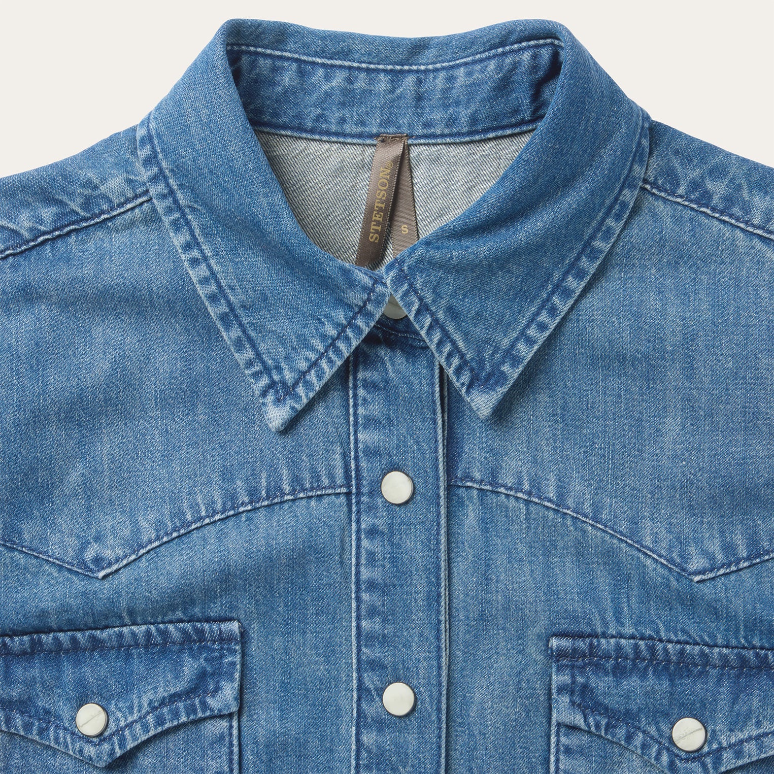 Embroidered Sleeveless Denim Shirt