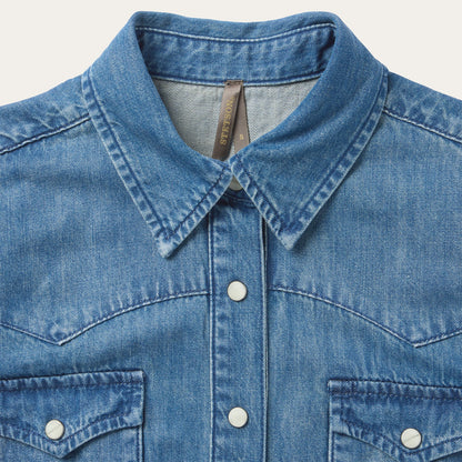 Embroidered Sleeveless Denim Shirt