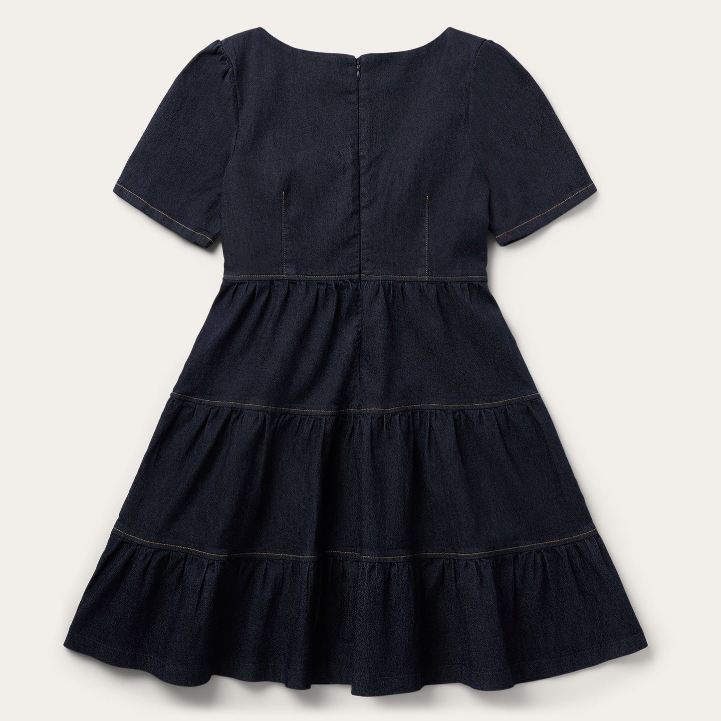 Dark Denim Dress With Contrast Top Stitching