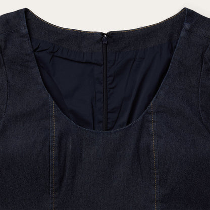Dark Denim Dress With Contrast Top Stitching