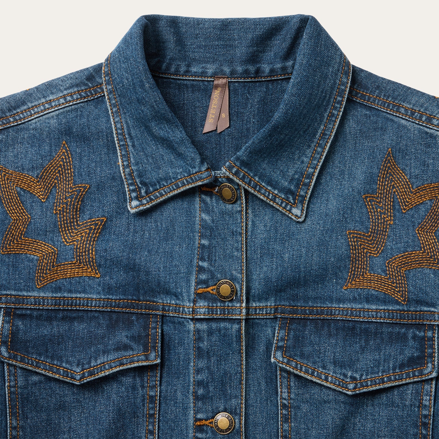 Embroidered Stretch Denim Shirt Dress