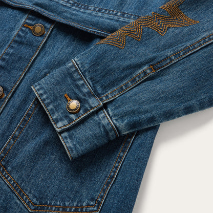 Embroidered Stretch Denim Shirt Dress