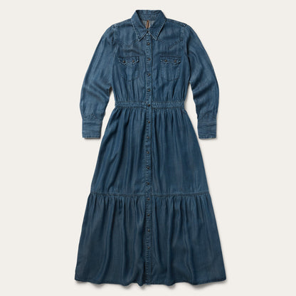 Western Denim Maxi Dress