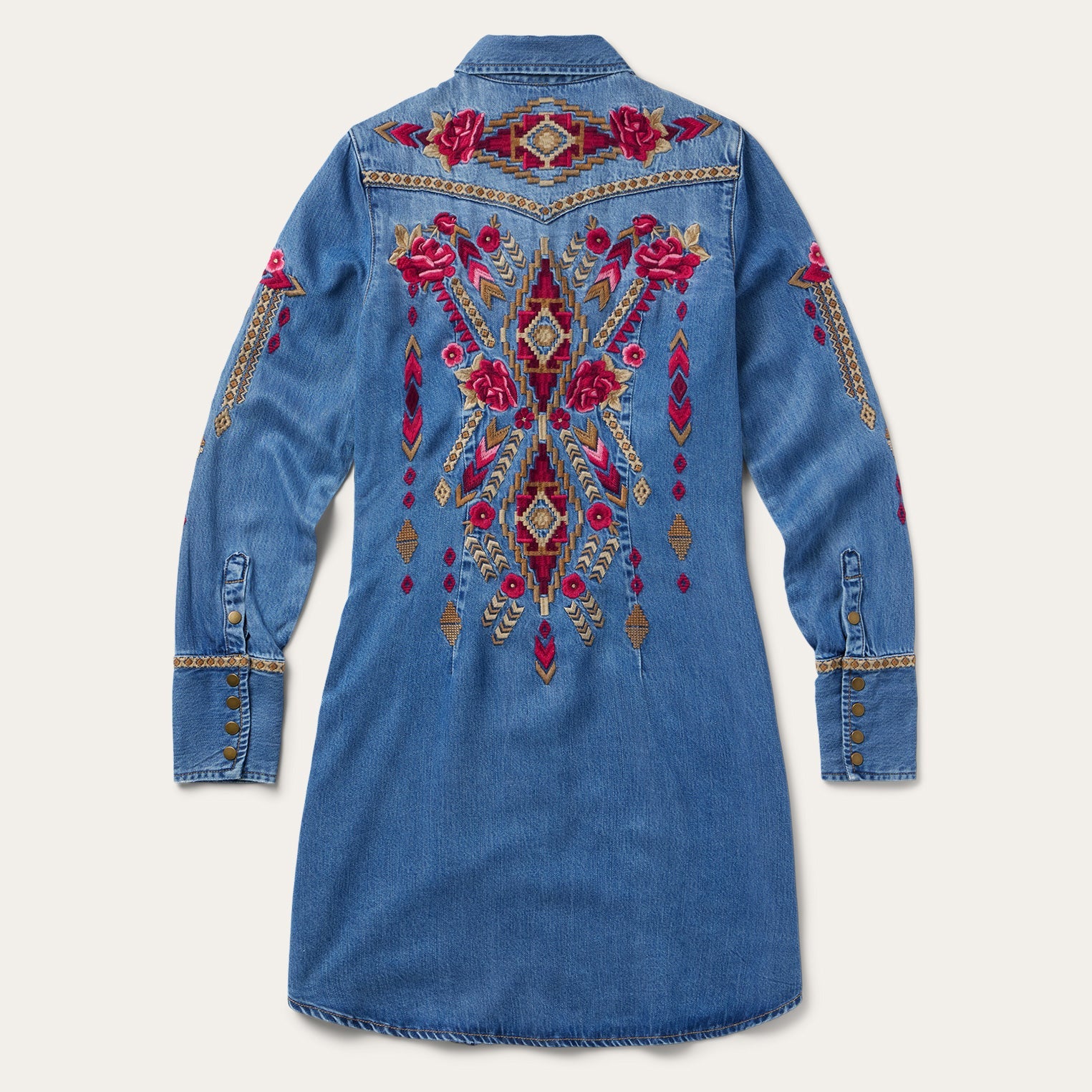 Embroidered Denim Shirt Dress